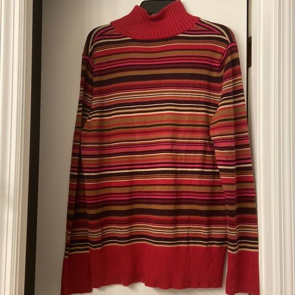 Eddie Bauer red and brown striped sweater in size XL - Picture 5 of 7
